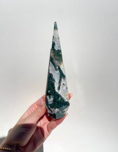 Moss Agate Upside-down Tower #2